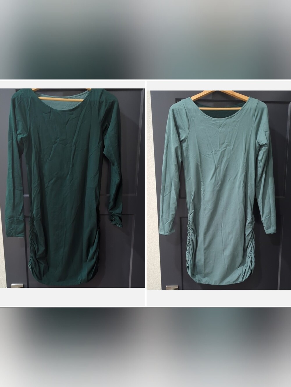 NWOT GREEN Emerald and Sea Organic Una Pluma Long Sleeve Ruched Fiesta Dress XL